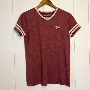 Tokyo Laundry V-Neck Striped Sleeve T-Shirt.